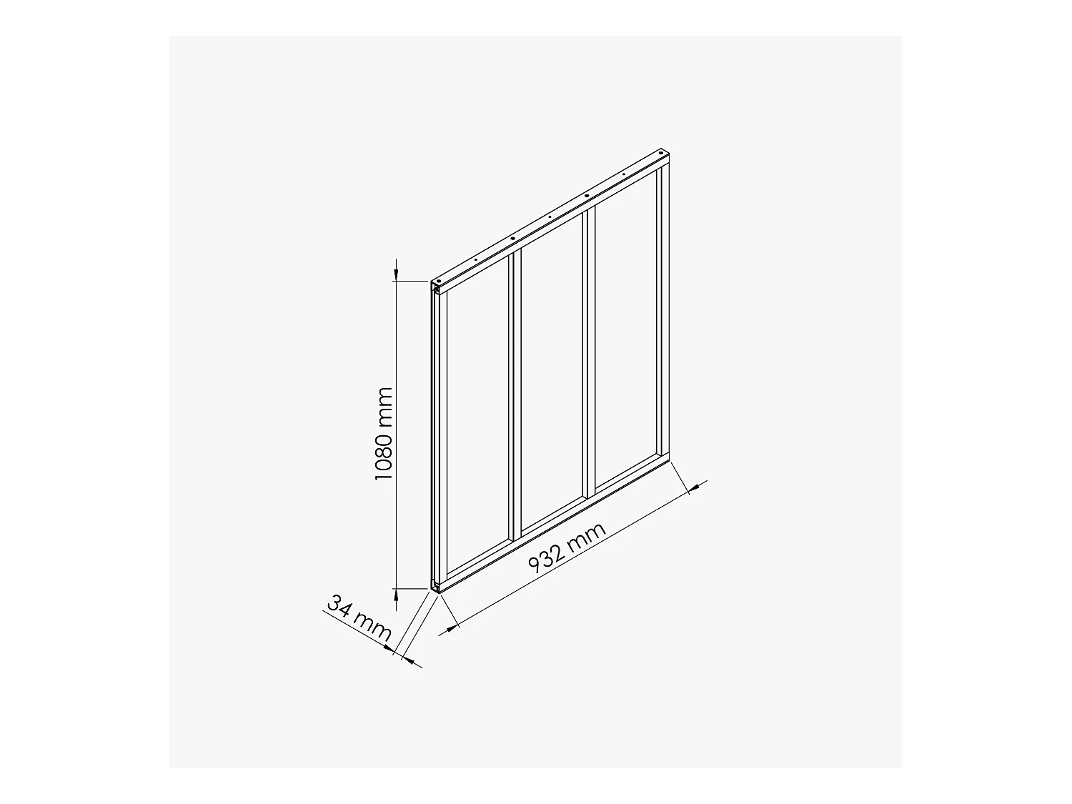 Verrière 3 Carreaux - En Kit - Blanc - Verre Dépoli