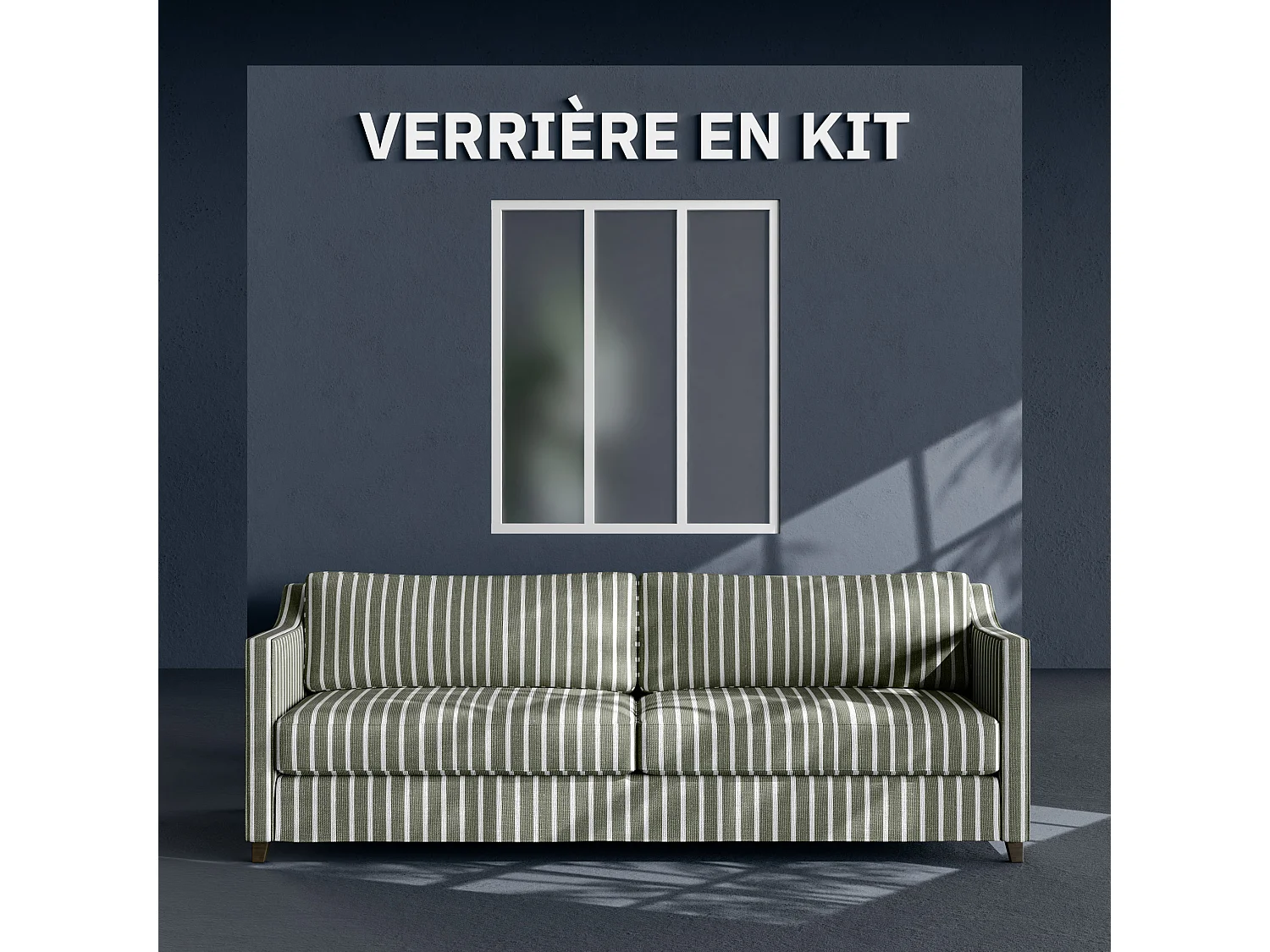 Verrière 3 Carreaux - En Kit - Blanc - Verre Dépoli