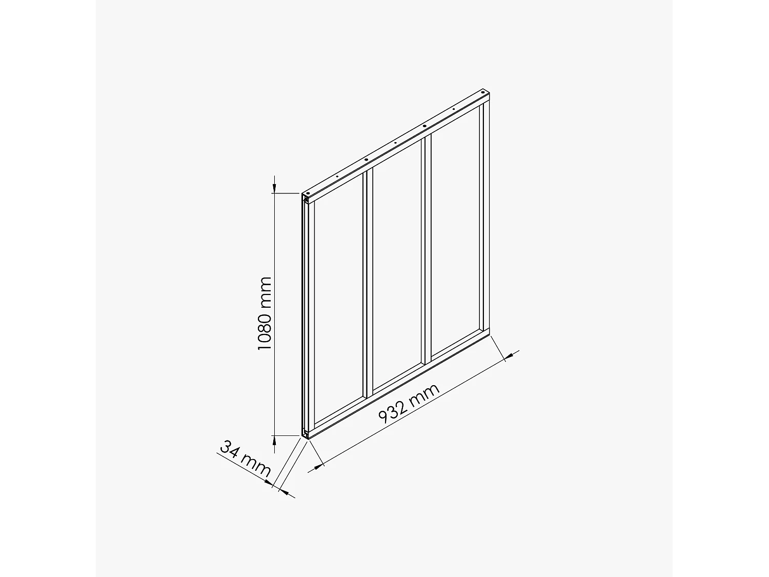 Verrière 3 Carreaux - En Kit - Blanc - Verre Dépoli