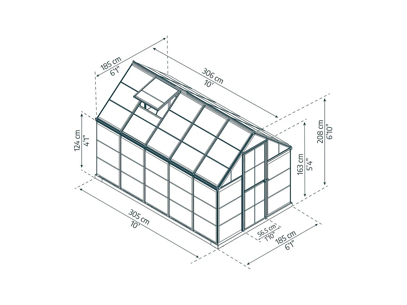 Serre de jardin en aluminium gris et polycarbonate Harmony 5.7m²