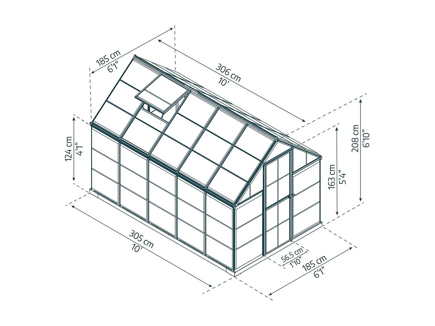 Serre de jardin en aluminium gris et polycarbonate Harmony 5.7m²