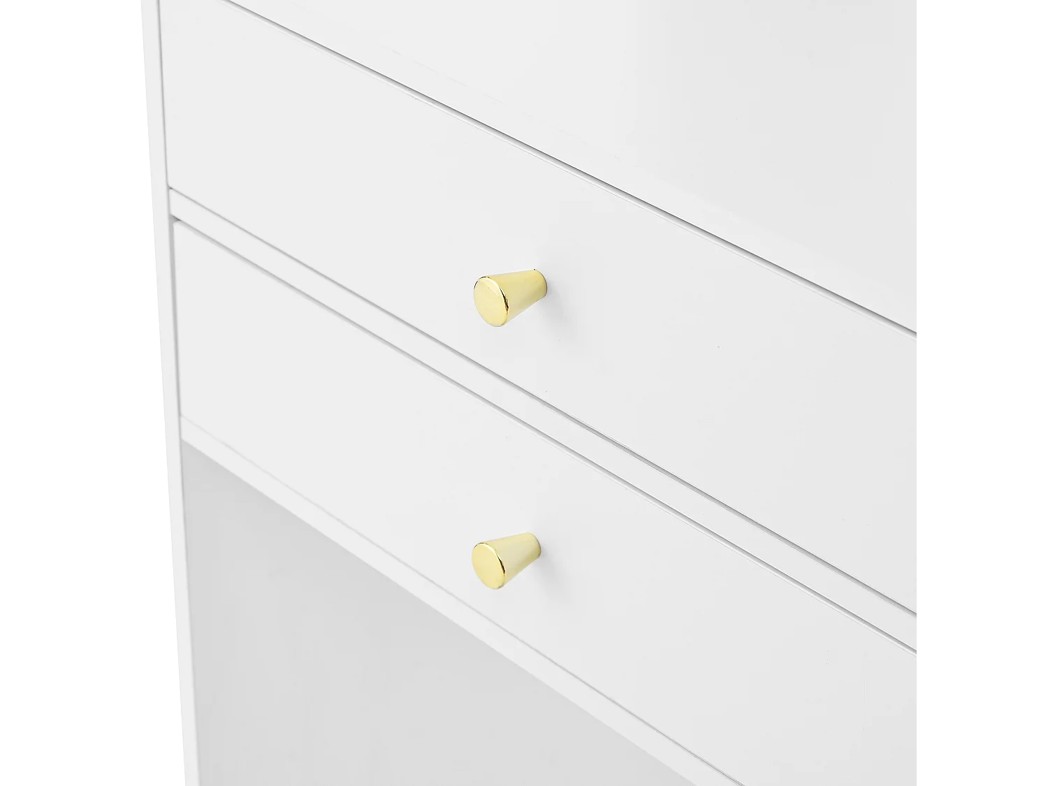 Schminktisch mit Spiegel 75×45×156cm - mit verstellbarer LED-Beleuchtung - mit 1 Hocker - mit 2 Schubladen - klappbare Schminkplatte - Weiß