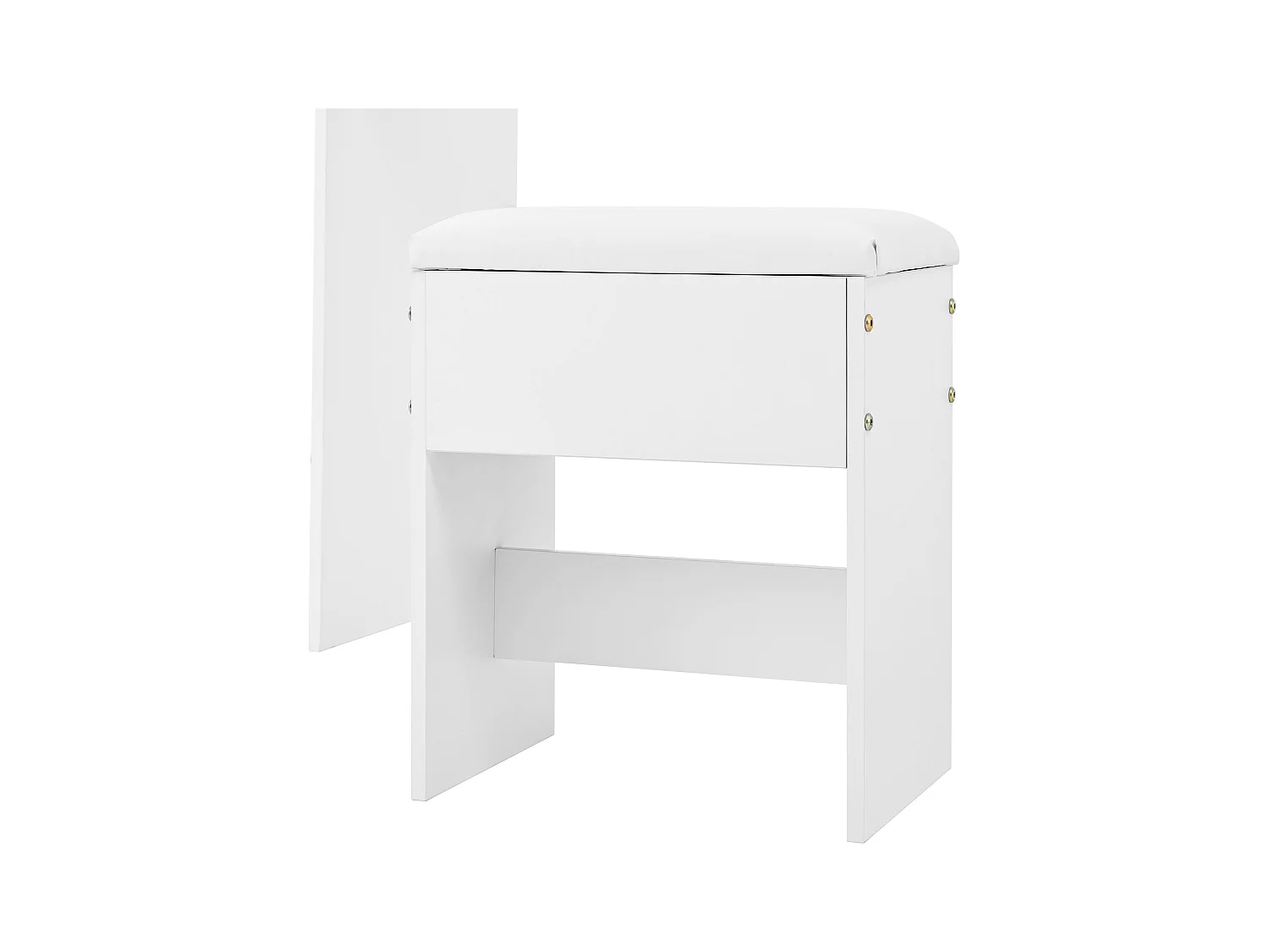 Coiffeuse avec miroir 132x40x90cm - avec LED réglable - avec 1 tabouret - avec prise - avec 5 tiroirs et 1 porte - Blanc
