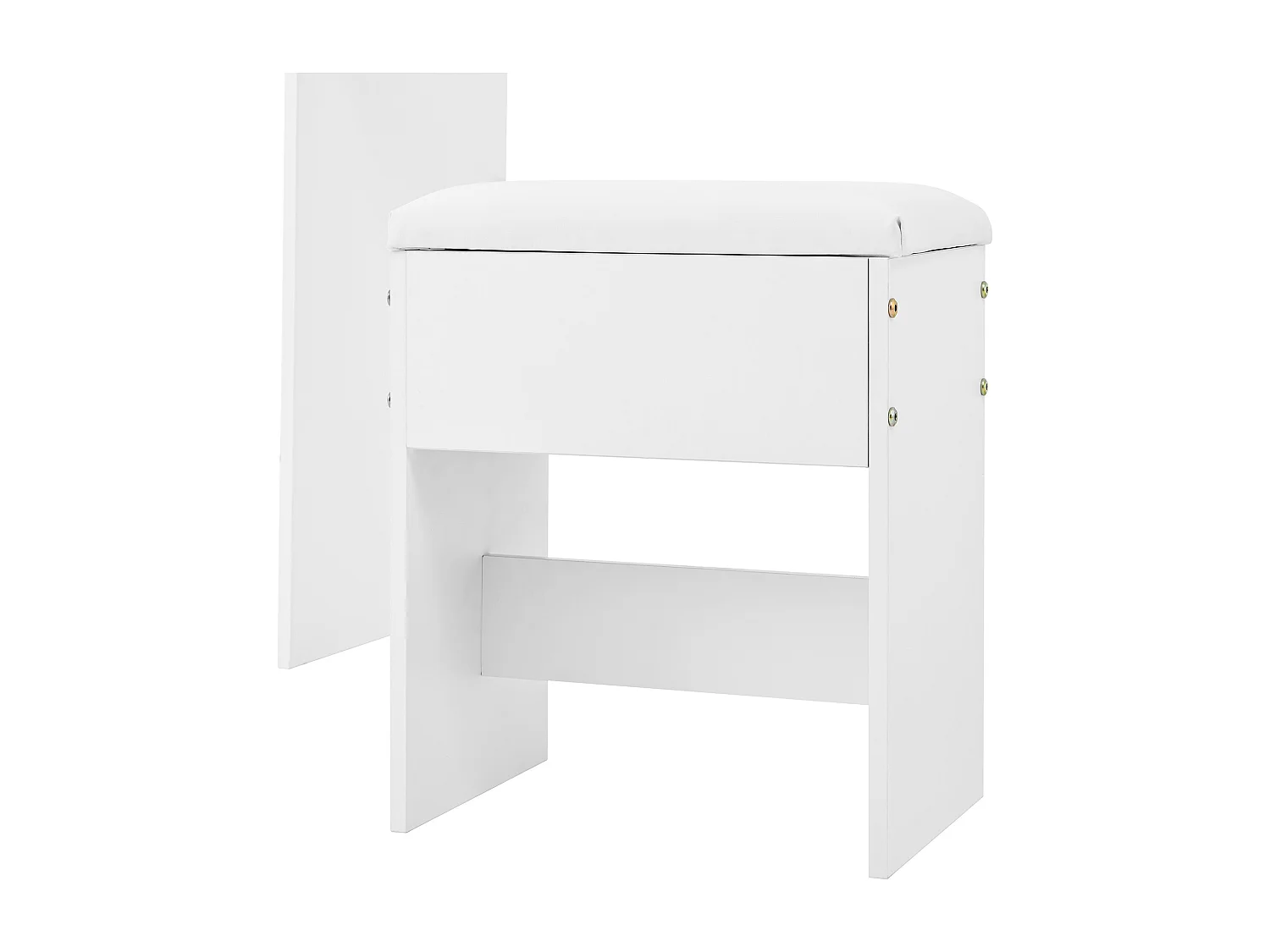 Penteadeira com espelho 132x40x90cm - com LED ajustável - com 1 banqueta - com tomada elétrica - com 5 gavetas e 1 porta - Branco