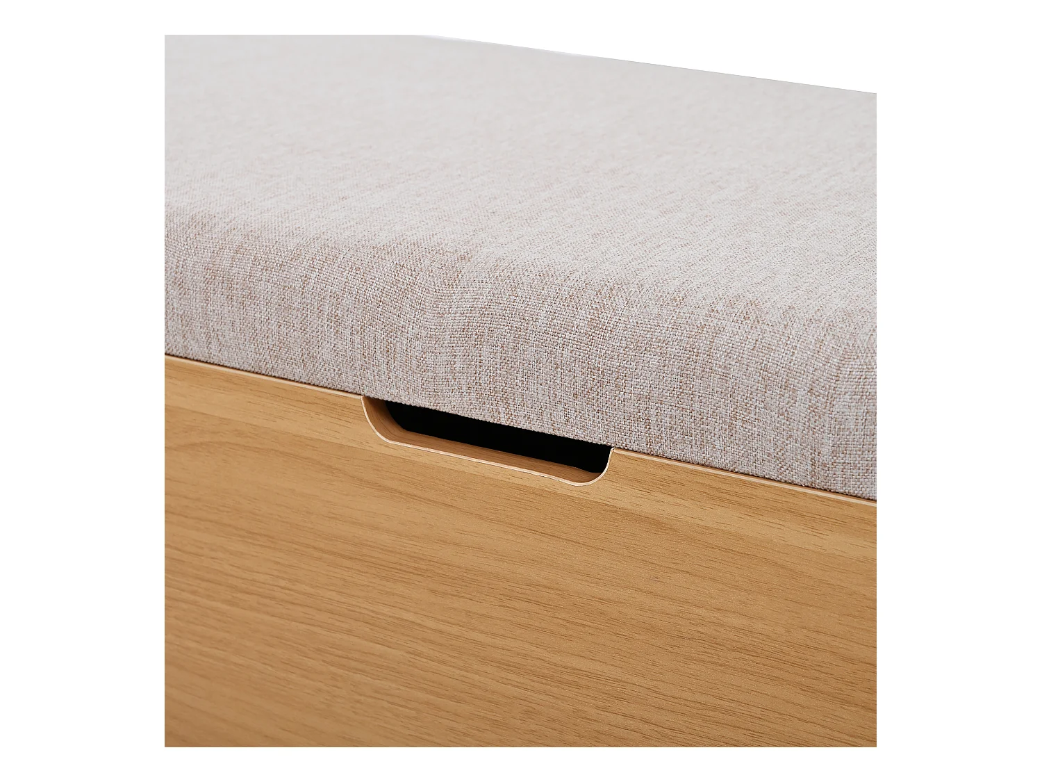 Banco com armazenamento 115x40x49.5cm - almofadas de linho - com prateleiras - MDF - Natural + Cinza