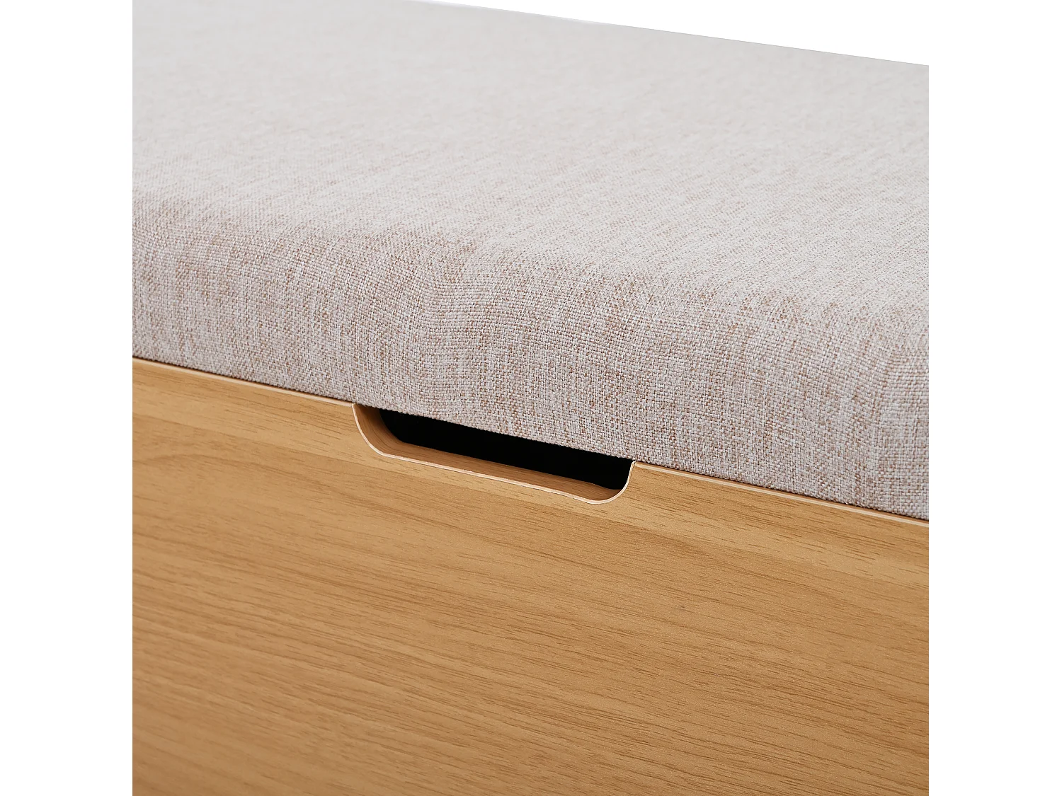 Banc de rangement 115x40x49.5cm - coussins en lin - avec étagères - MDF - Naturel + Gris