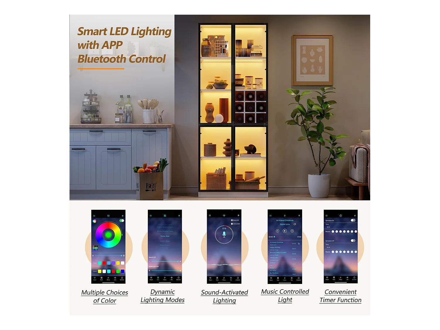 Vitrine 80x35x200 cm - avec éclairage LED - avec rangement pour le vin - 2 portes vitrées - Blanc