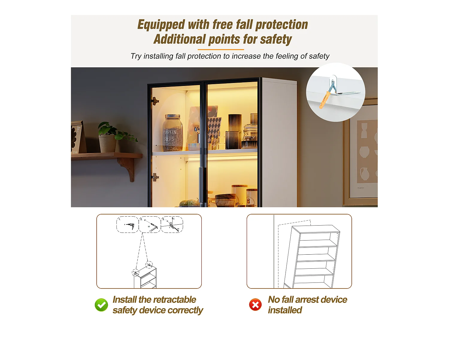 Vitrine 80x35x200 cm - avec éclairage LED - avec rangement pour le vin - 2 portes vitrées - Blanc