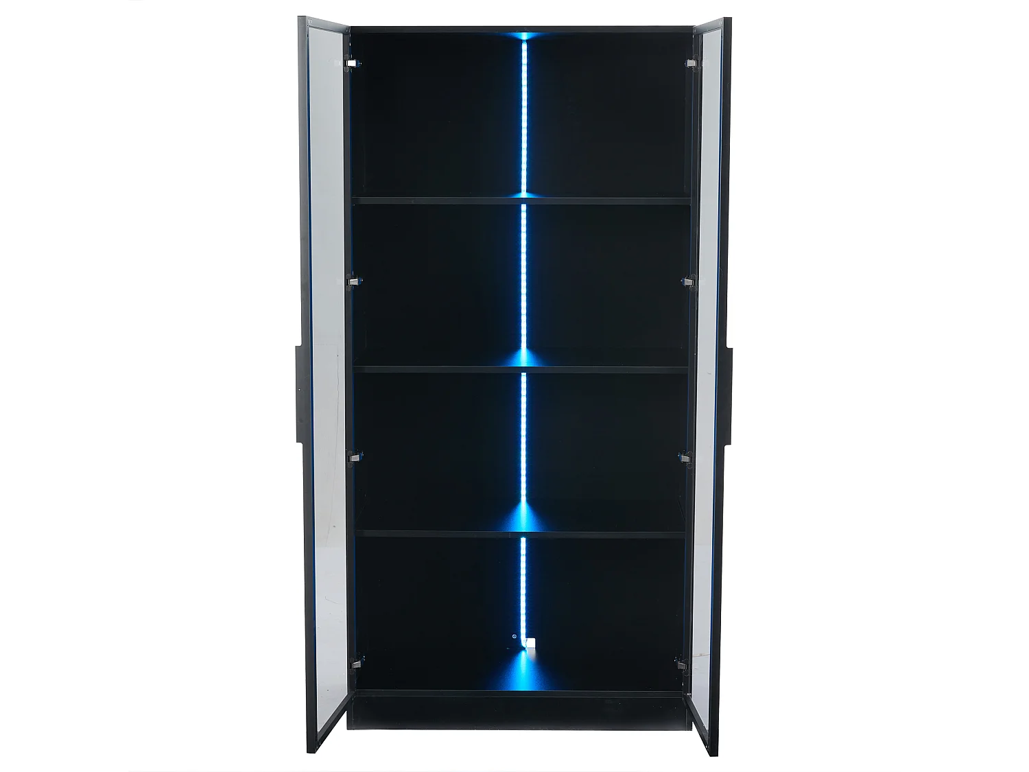 Vitrine en verre 160x40x160 cm - avec Leds - rangement à 4 portes avec étagères mobiles - aggloméré - noir