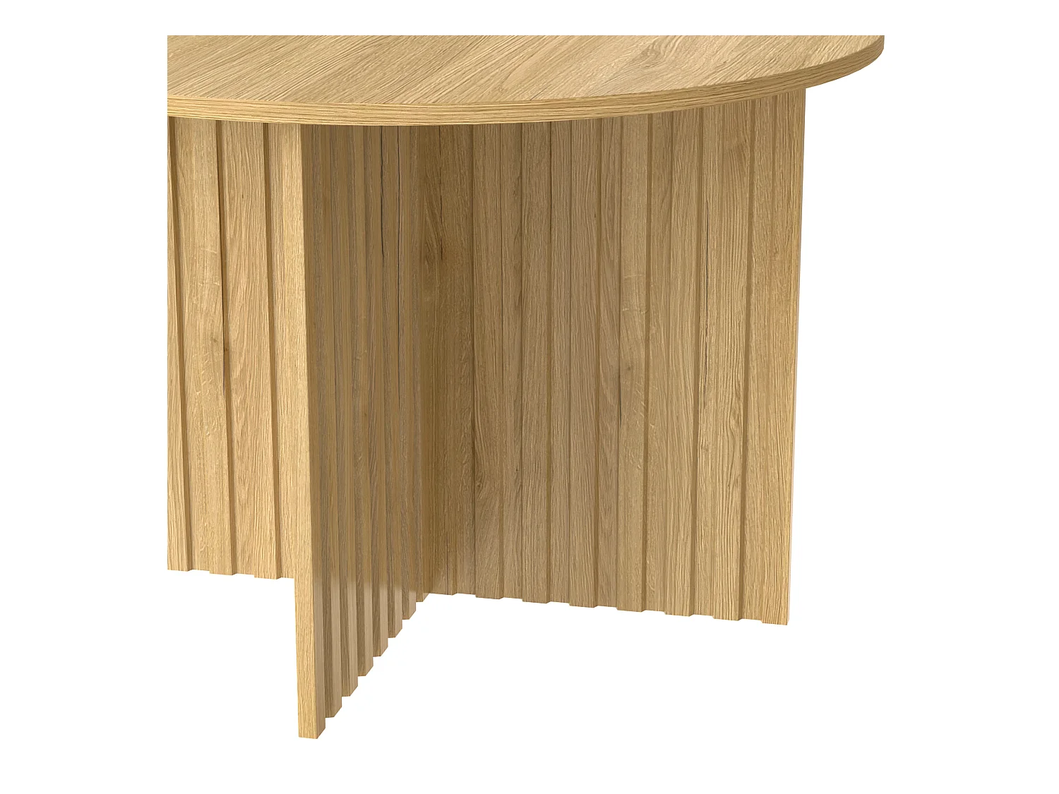Lot de 2 tables basses - plateau rond - aspect bois - MDF + panneaux de particules - Naturel
