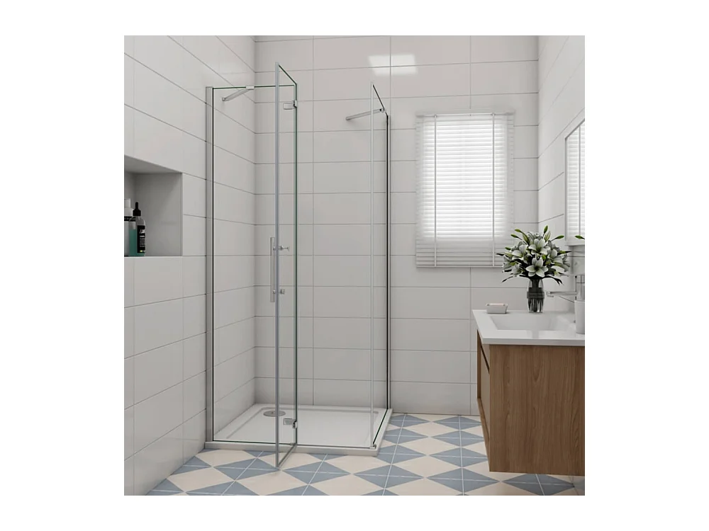 76x76x195cm Falttür Scharniertür Pendeltür Schwingtür Duschkabine Duschtür