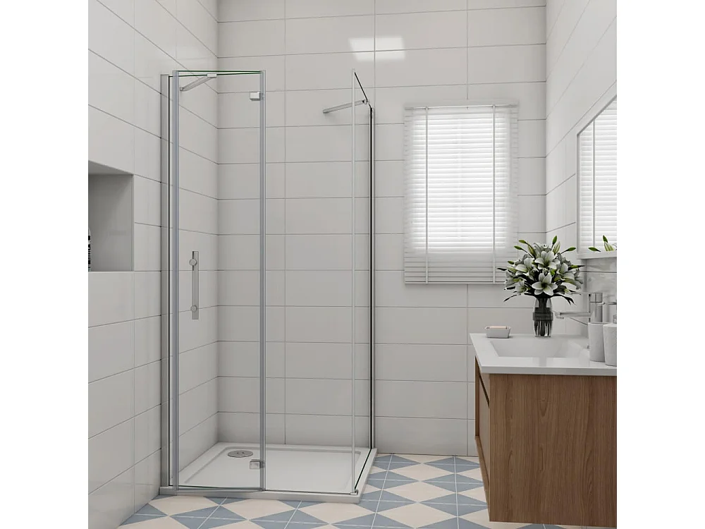 76x76x195cm Falttür Scharniertür Pendeltür Schwingtür Duschkabine Duschtür