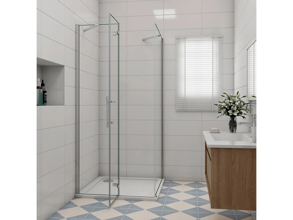 76x76x195cm Falttür Scharniertür Pendeltür Schwingtür Duschkabine Duschtür