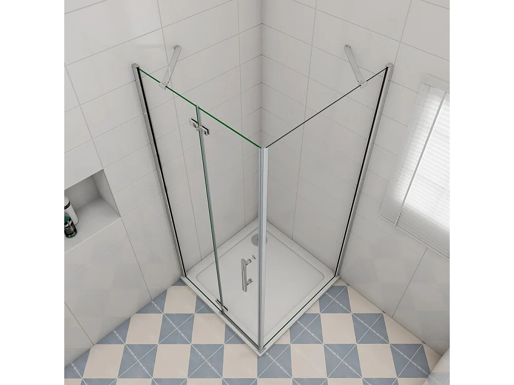 76x76x195cm Falttür Scharniertür Pendeltür Schwingtür Duschkabine Duschtür