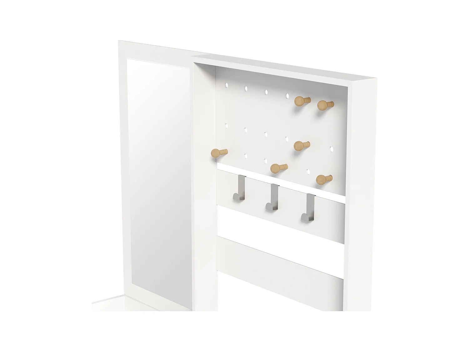 Kleiderständer-Set für den Eingangsbereich 105x38x180 cm - mit Spiegel - mit verstellbaren Haken - 2 Schubladen und 1 Tür - Weiß