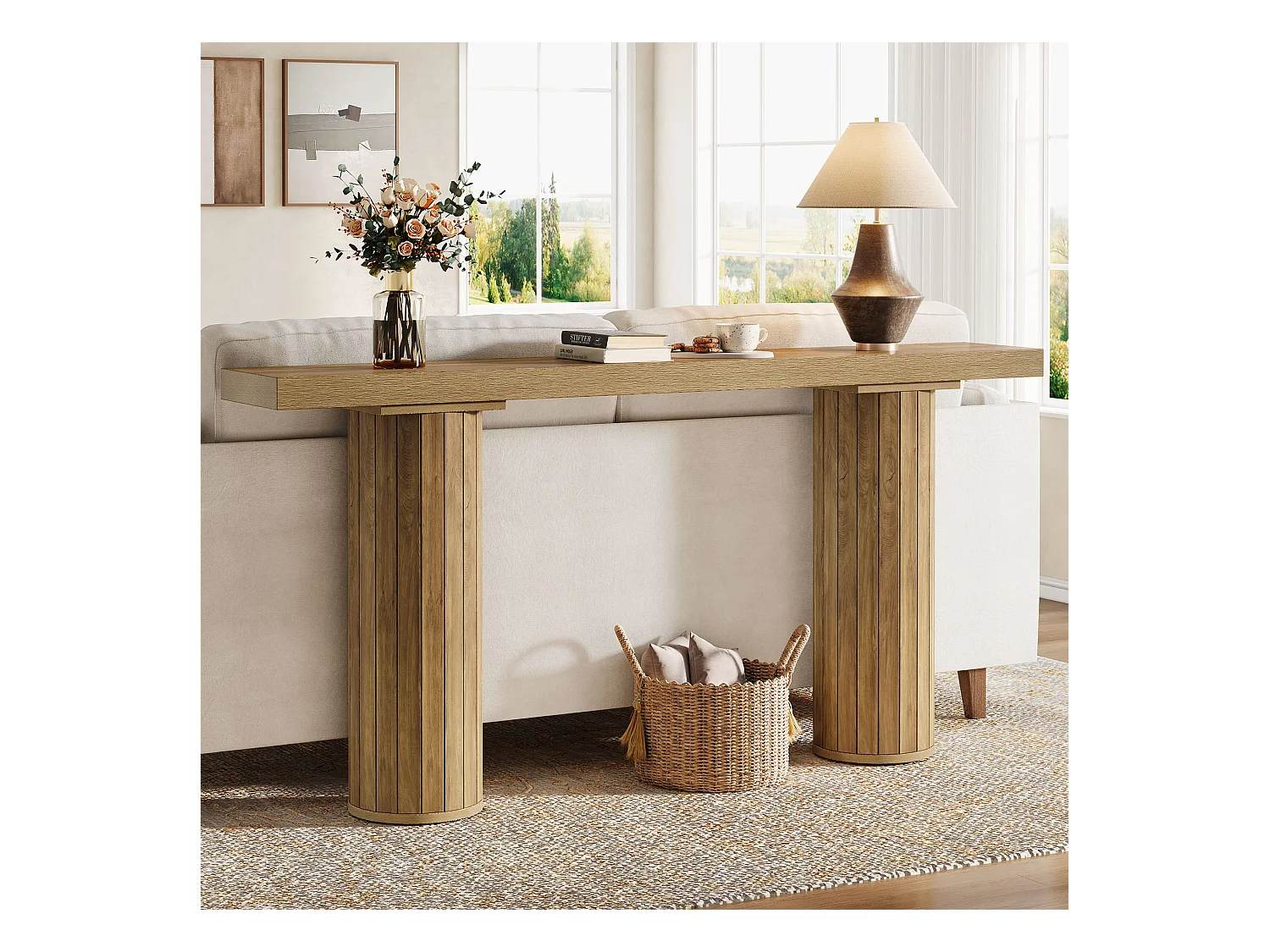 Table console extra-longue de 160 cm, table d'entrée rectangulaire, table de canapé derrière le canapé