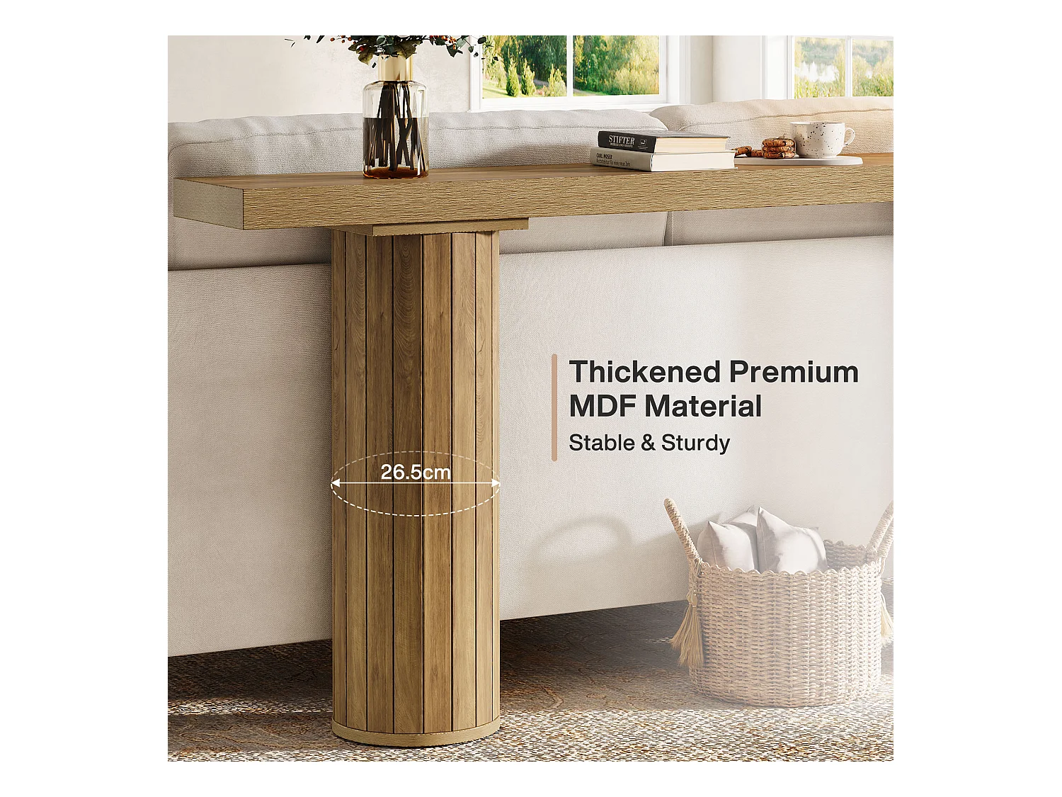 Table console extra-longue de 160 cm, table d'entrée rectangulaire, table de canapé derrière le canapé