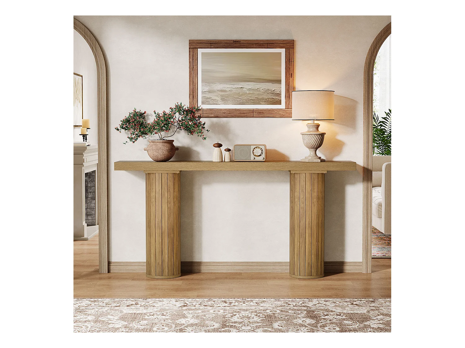 Table console extra-longue de 160 cm, table d'entrée rectangulaire, table de canapé derrière le canapé