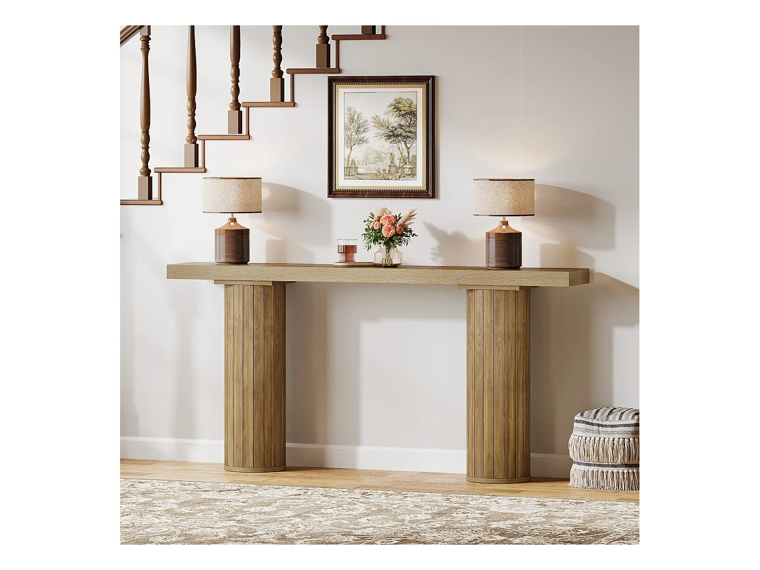 Table console extra-longue de 160 cm, table d'entrée rectangulaire, table de canapé derrière le canapé