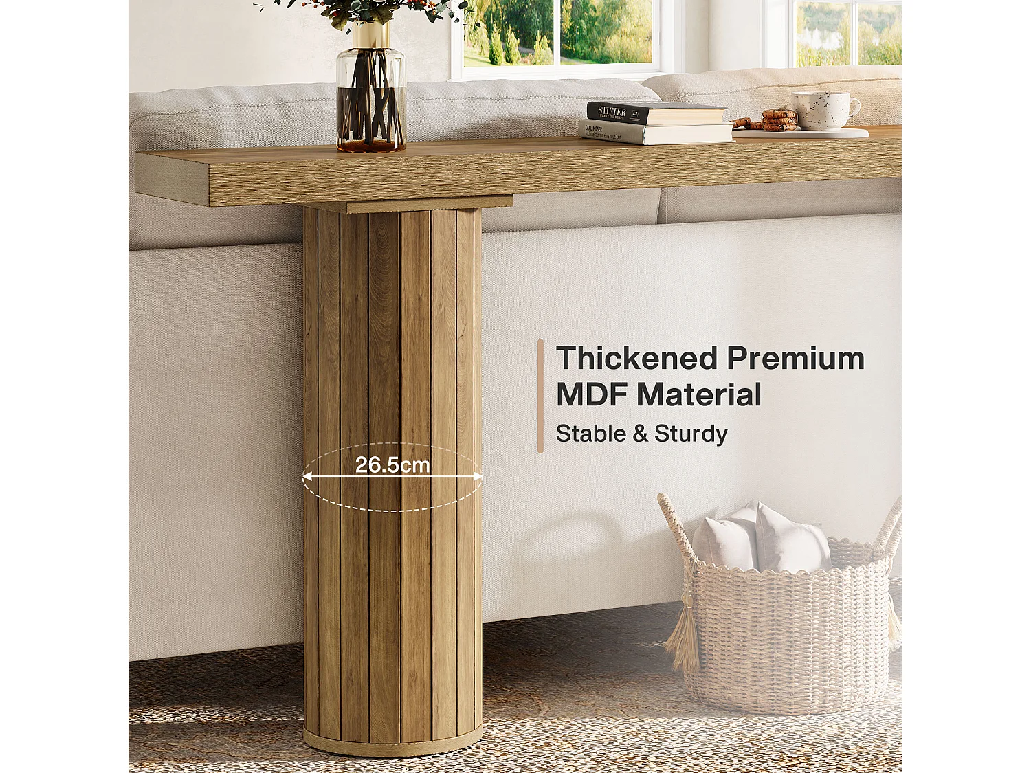 Table console extra-longue de 160 cm, table d'entrée rectangulaire, table de canapé derrière le canapé