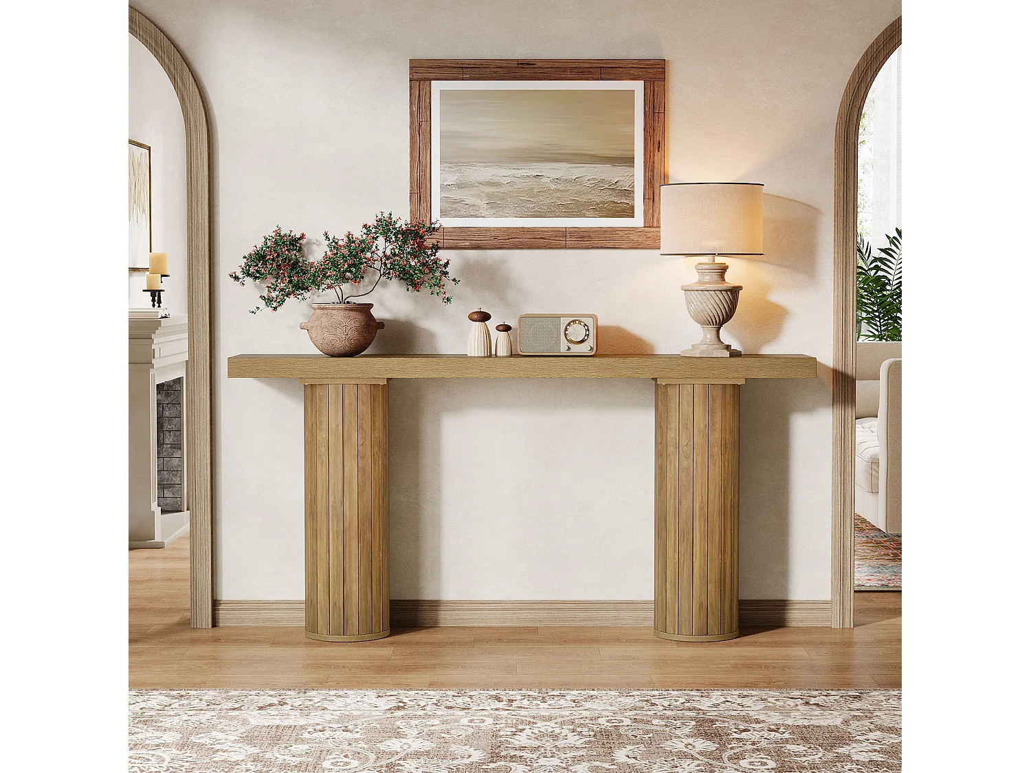 Table console extra-longue de 160 cm, table d'entrée rectangulaire, table de canapé derrière le canapé