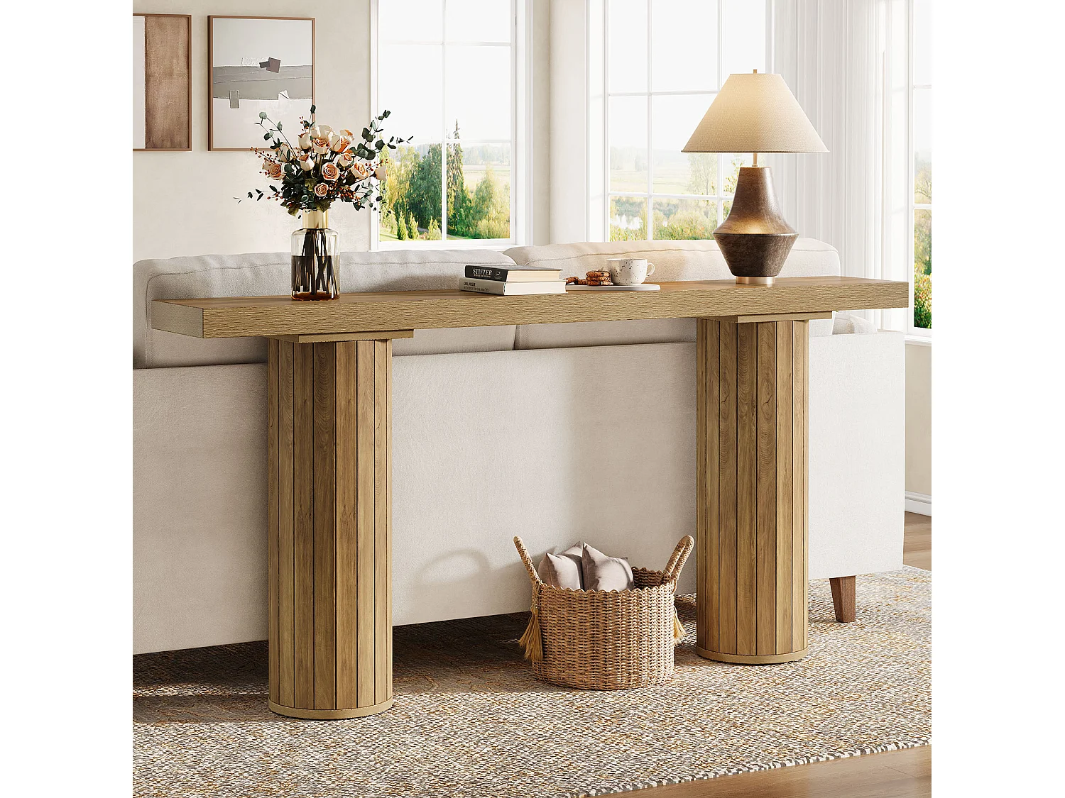 160 cm extra lange consoletafel, rechthoekige haltafel, salontafel achter de bank