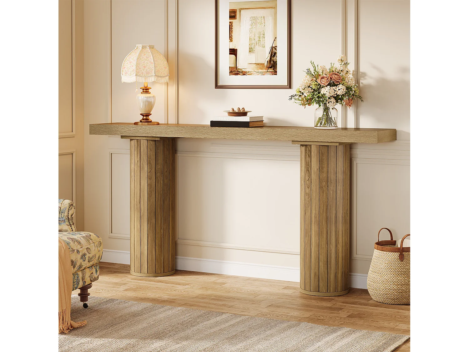 160 cm extra lange consoletafel, rechthoekige haltafel, salontafel achter de bank