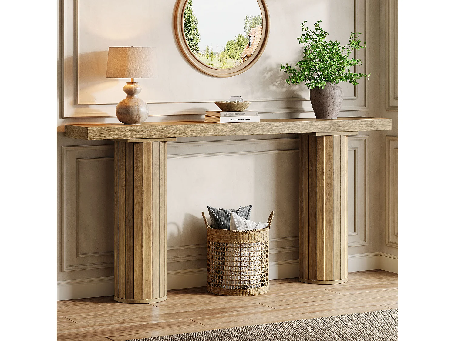 Mesa de console extra-longa de 160 cm, mesa retangular para entrada, mesa de sofá atrás do sofá
