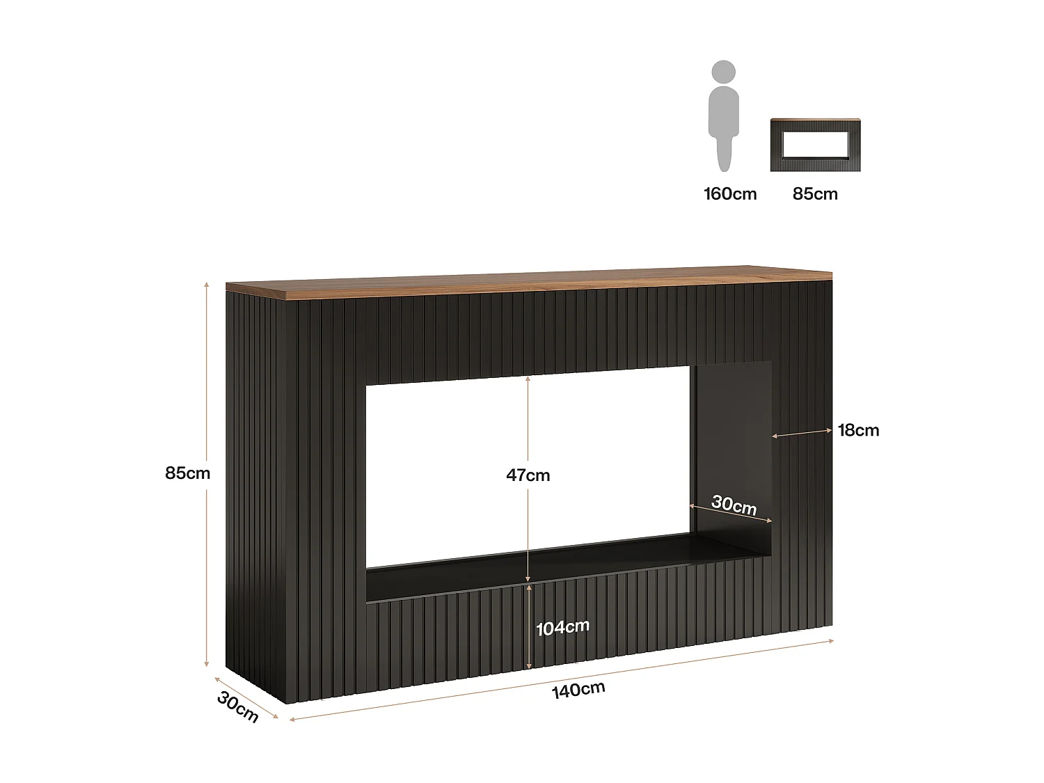 Console moderne, table d'entrée en bois de 140 cm avec rangement, table de canapé longue et étroite
