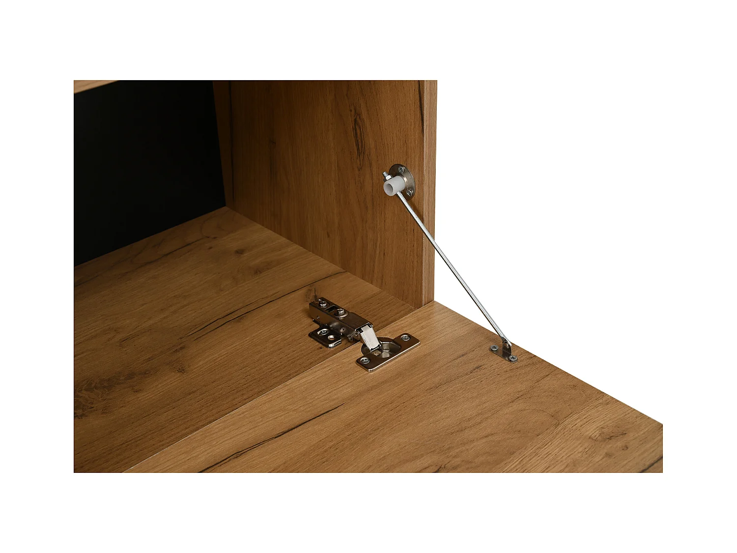 Ensemble meuble TV 2 pièces - meuble TV réglable + meuble mural - 4 porte - étagères ouvertes - naturel+noir