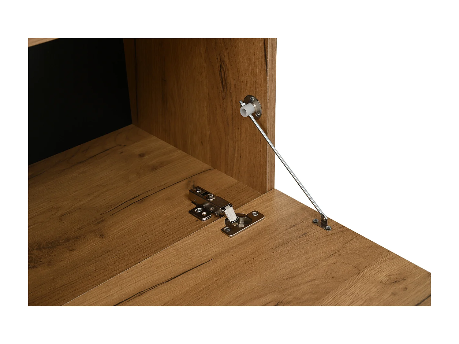 Ensemble meuble TV 2 pièces - meuble TV réglable + meuble mural - 4 porte - étagères ouvertes - naturel+noir