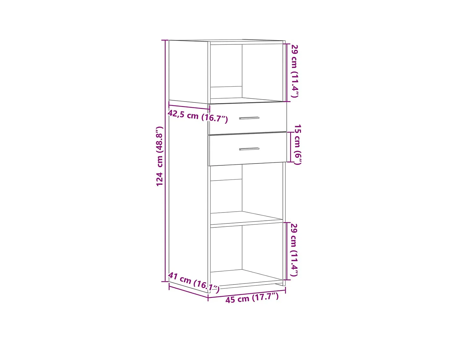 Credenza alta grigia Sonoma 45x42,5x124 cm in legno ingegnerizzato