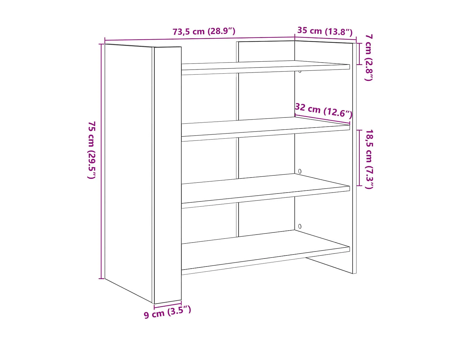 Credenza Sonoma grigia 73,5x35x75 cm in legno ingegnerizzato