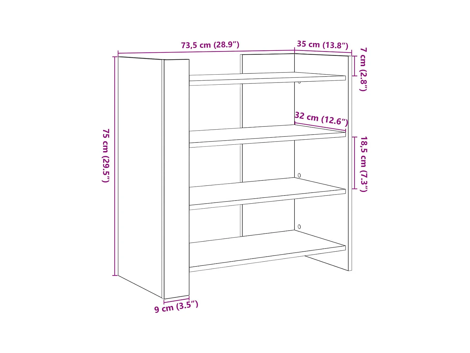 Buffet sonoma gris 73,5x35x75 cm bois d'ingénierie