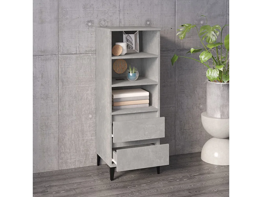 Buffet haut Gris béton 40x36x110 cm Bois d'ingénierie