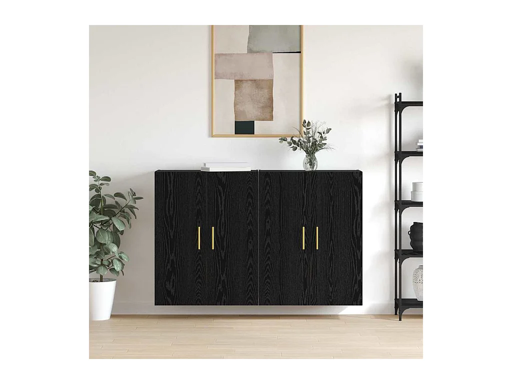 Armoires Murailles 2 pcs Chêne noir 69,5 x 34 x 90 cm