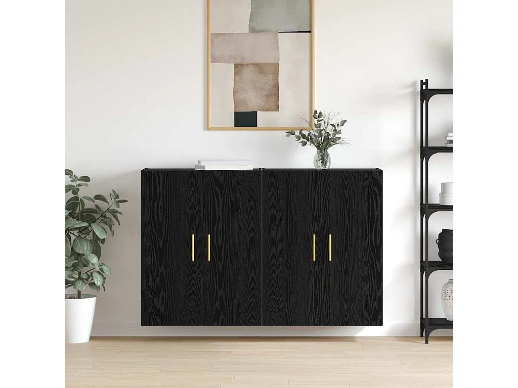 Wandschränke 2 Stk. Schwarze Eiche 69,5 x 34 x 90 cm