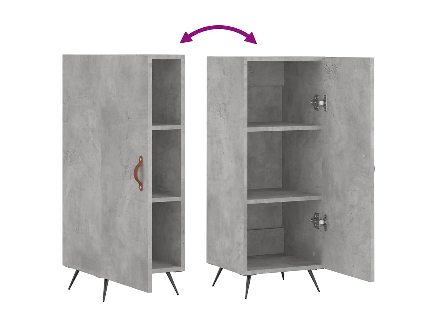 Buffet Gris béton 34,5x34x90 cm Bois d'ingénierie