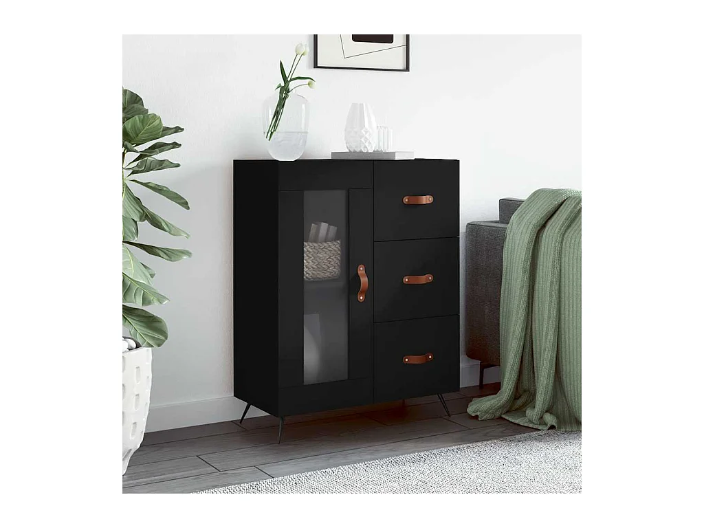 Buffet noir 69,5x34x90 cm bois d'ingénierie