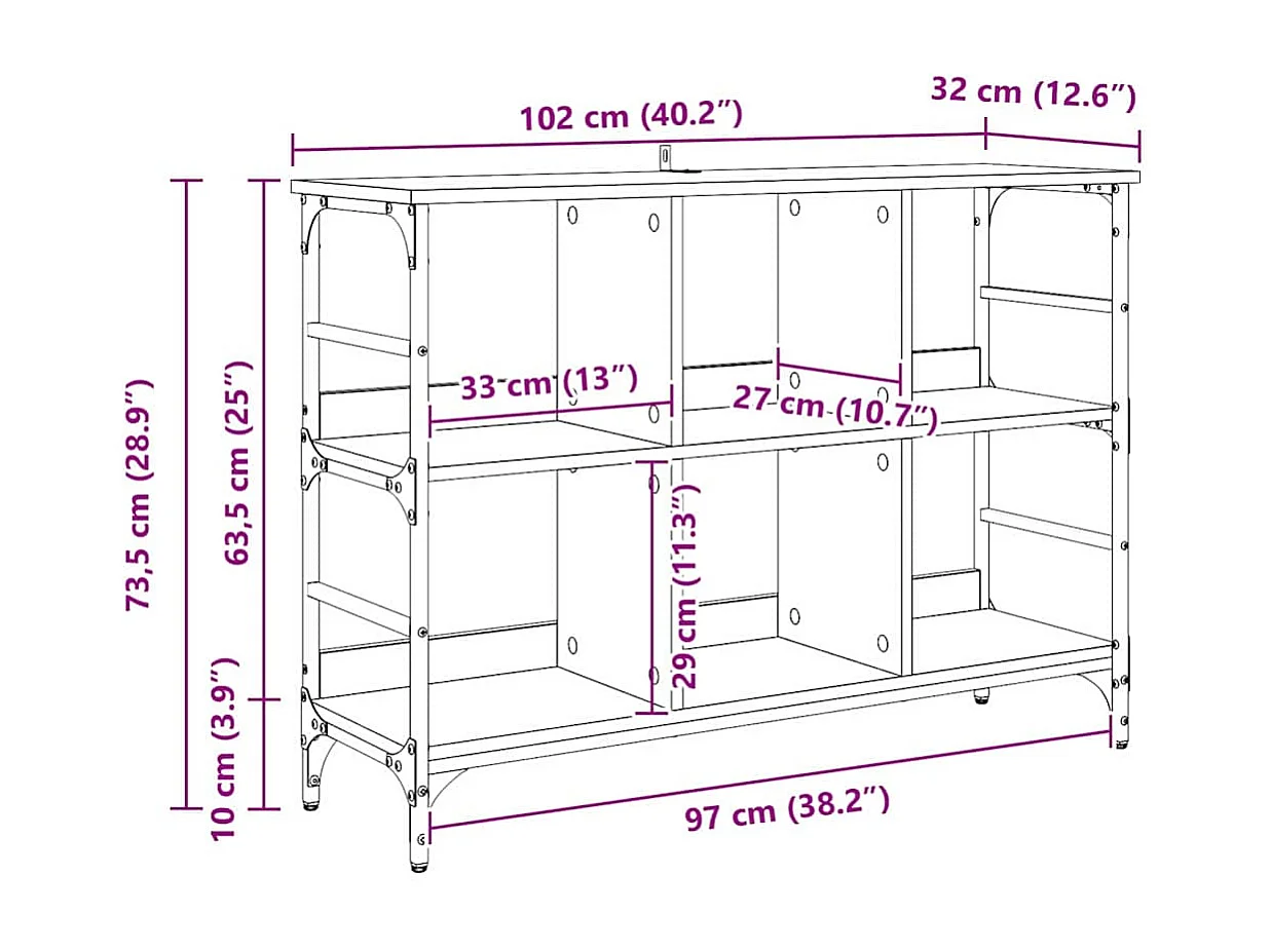 Buffet Marron 102 x 32 x 73.5 cm Bois d'ingénierie