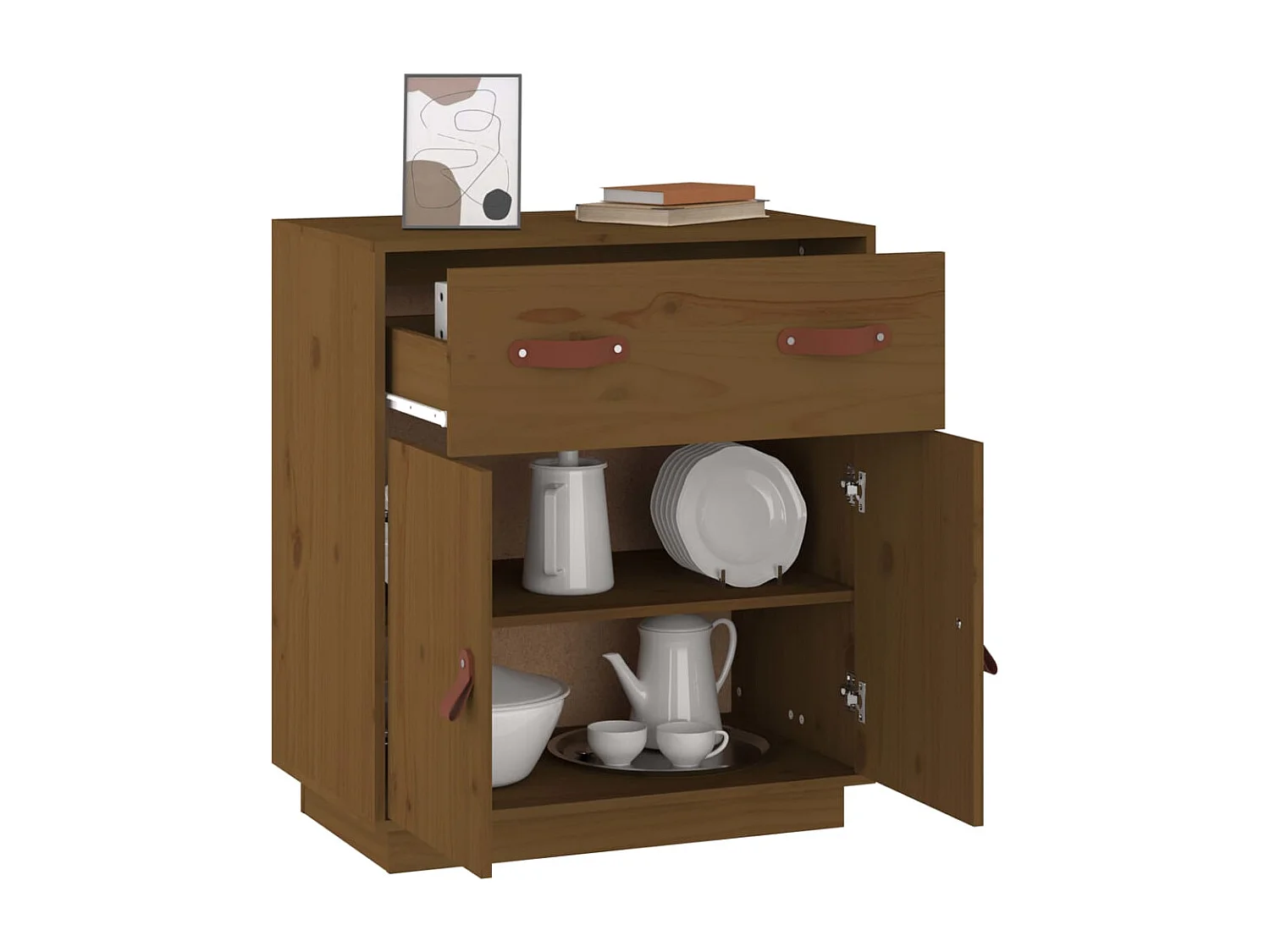 Buffet Marron miel 65,5x40x75 cm Bois massif de pin