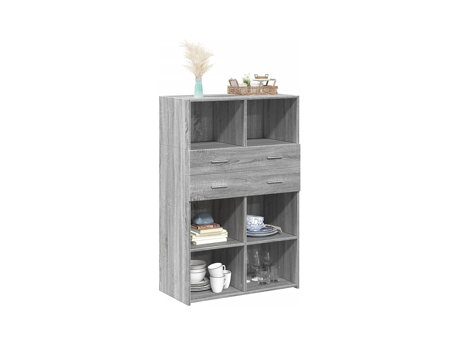Buffet haut sonoma gris 80x42,5x124 cm bois d'ingénierie