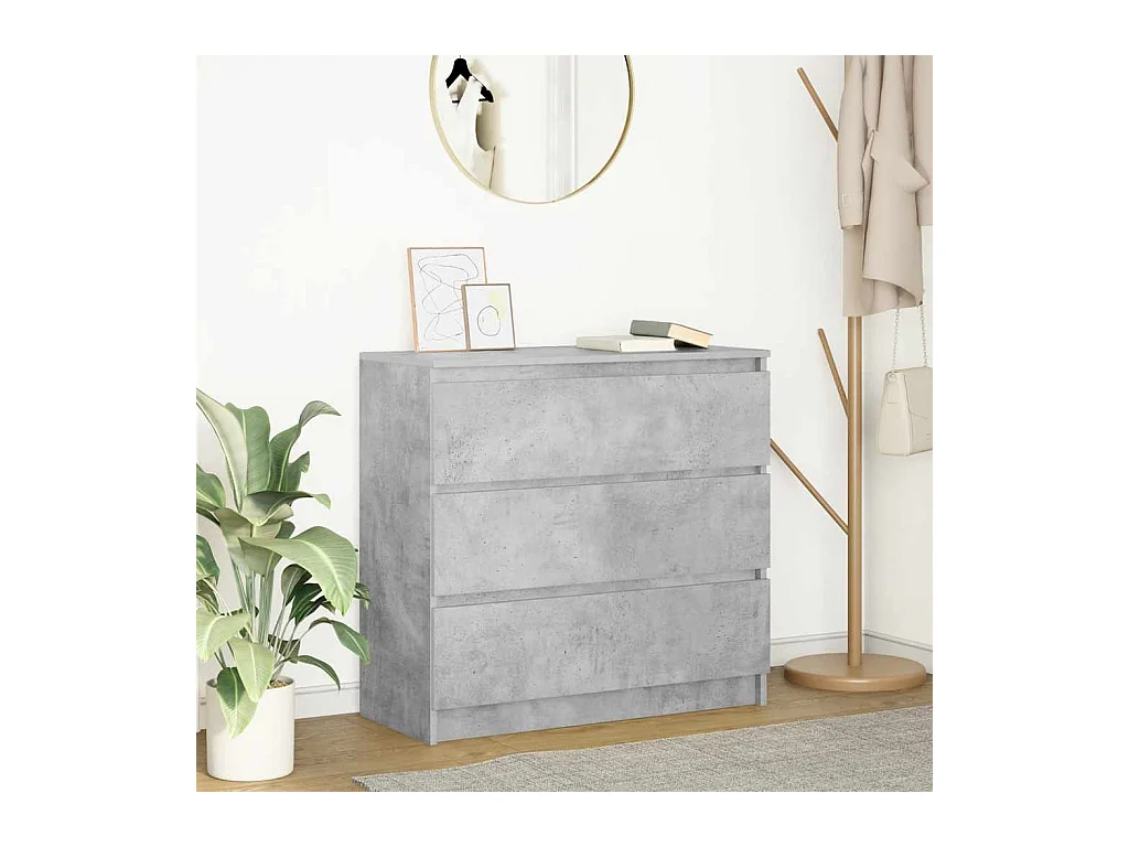 Buffet gris béton 80x35x76 cm bois d'ingénierie