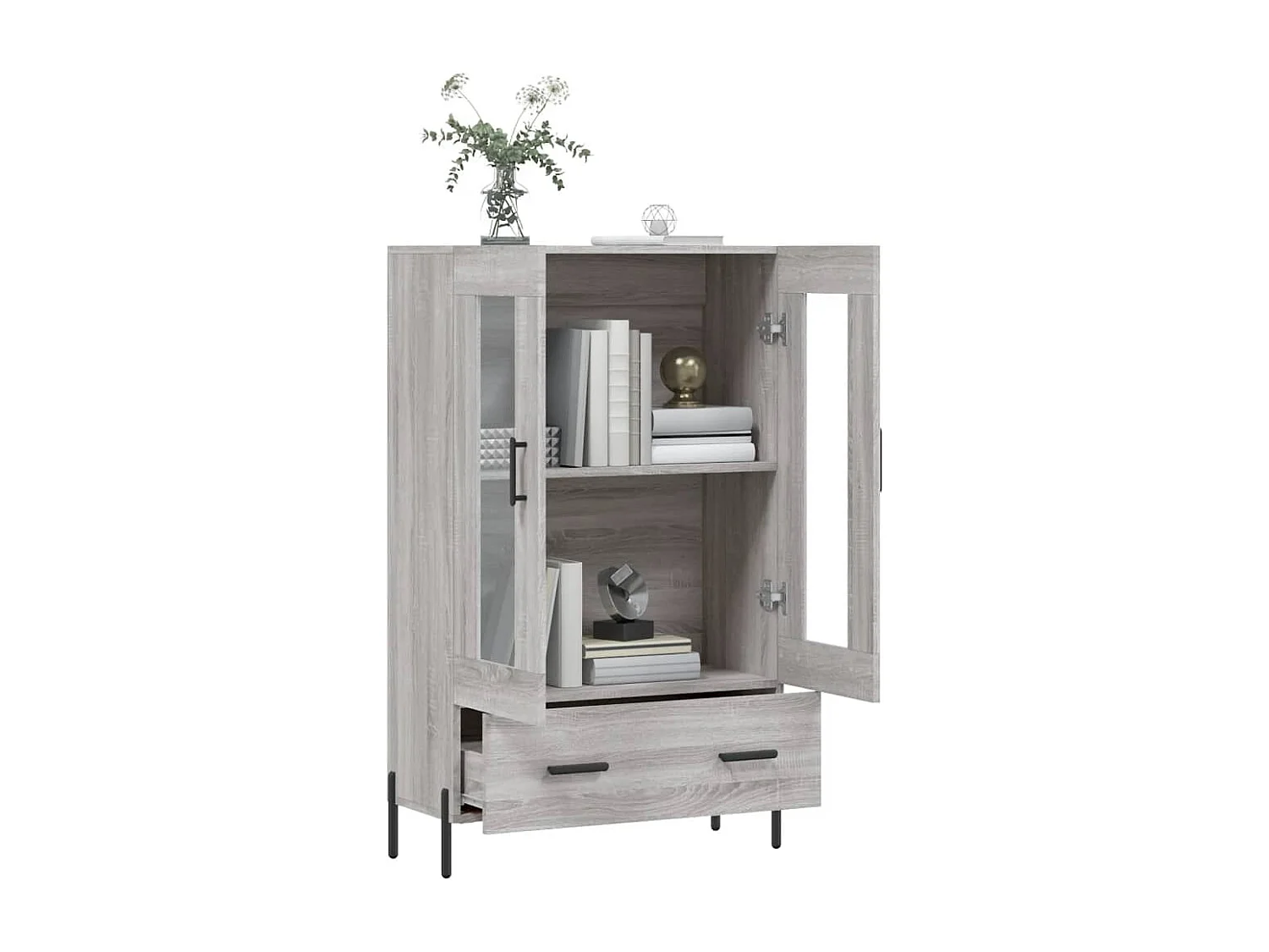 Buffet haut sonoma gris 69,5x31x115 cm bois d'ingénierie
