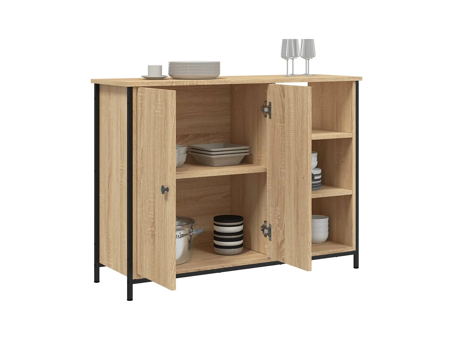 Buffet chêne sonoma 100x33x75 cm bois d'ingénierie