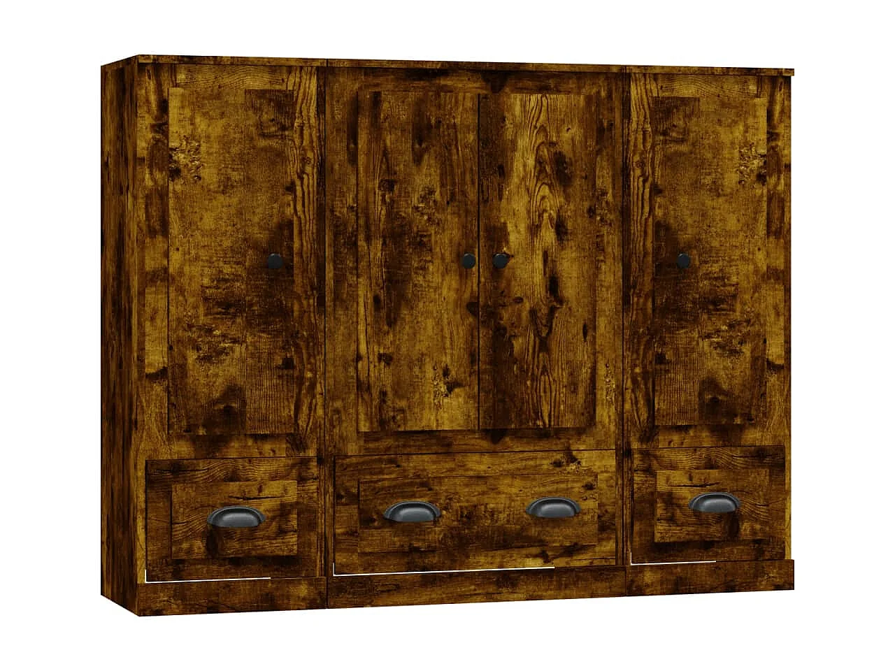 Buffets 3 pcs chêne fumé bois d'ingénierie