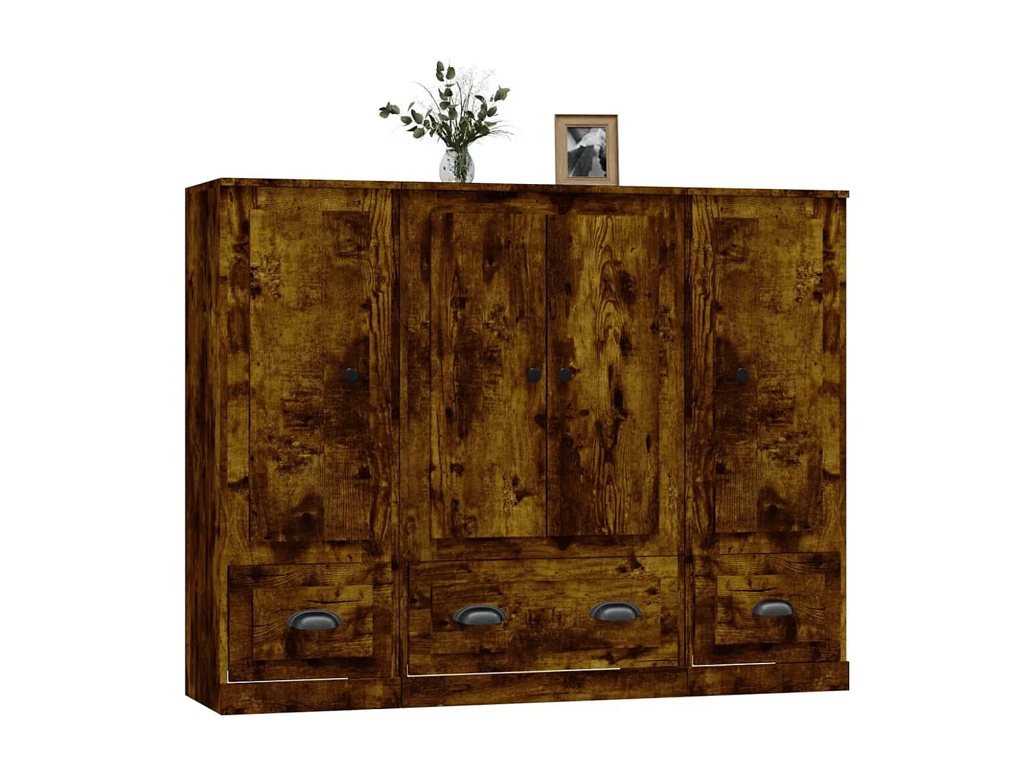 Buffets 3 pcs chêne fumé bois d'ingénierie