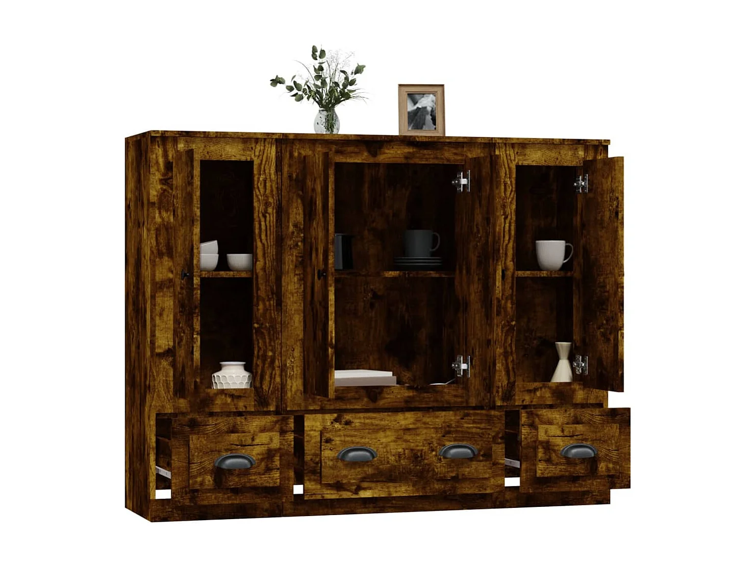 Buffets 3 pcs chêne fumé bois d'ingénierie