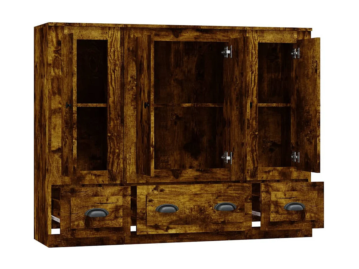 Buffets 3 pcs chêne fumé bois d'ingénierie