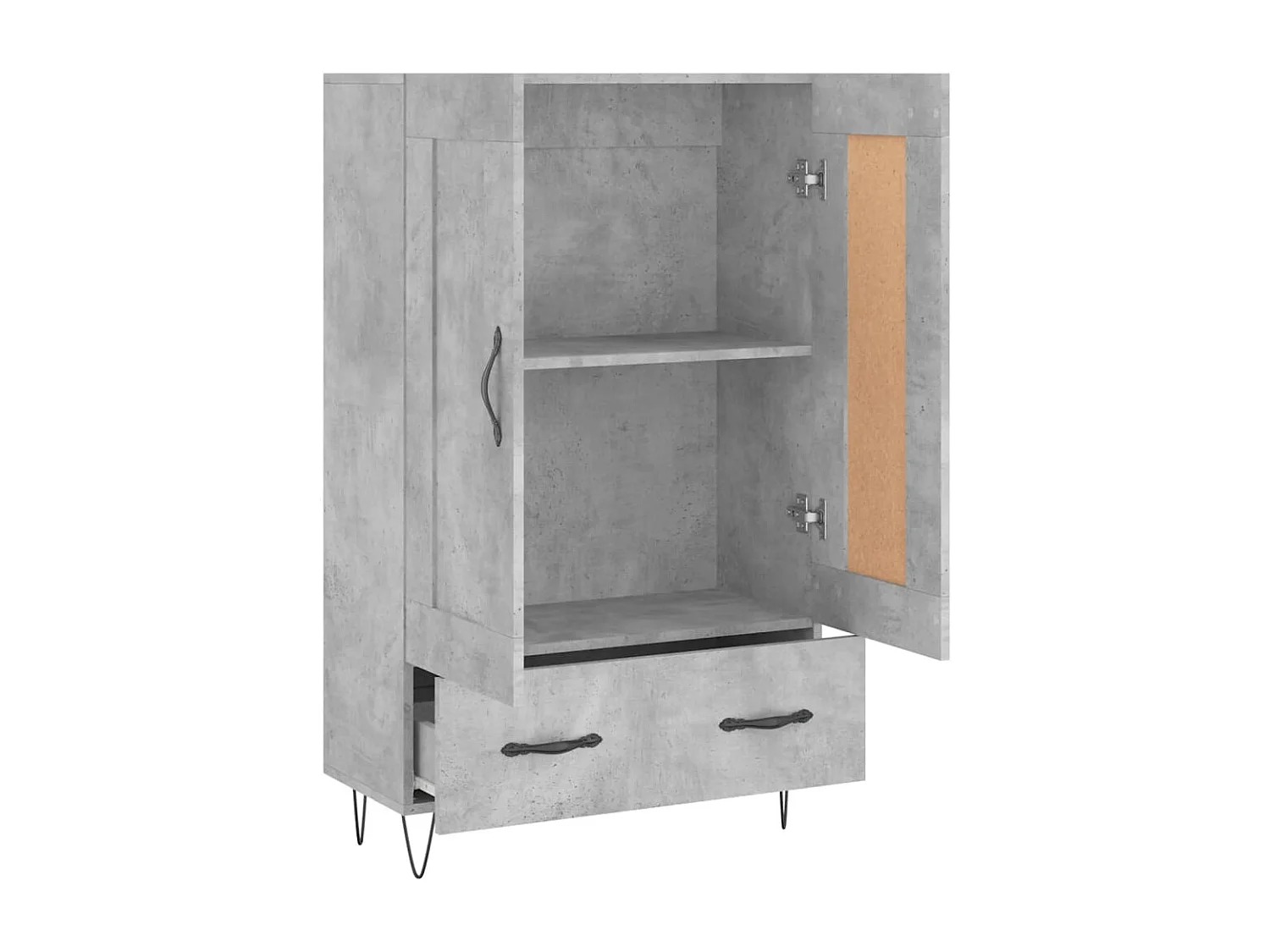 Buffet haut gris béton 69,5x31x115 cm bois d'ingénierie